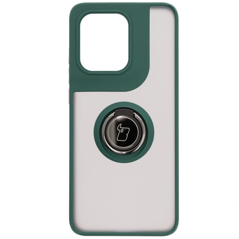 Caz hibrid Bizon Ring Motorola Edge 50 Neo fumuriu cu un cadru verde închis - 2