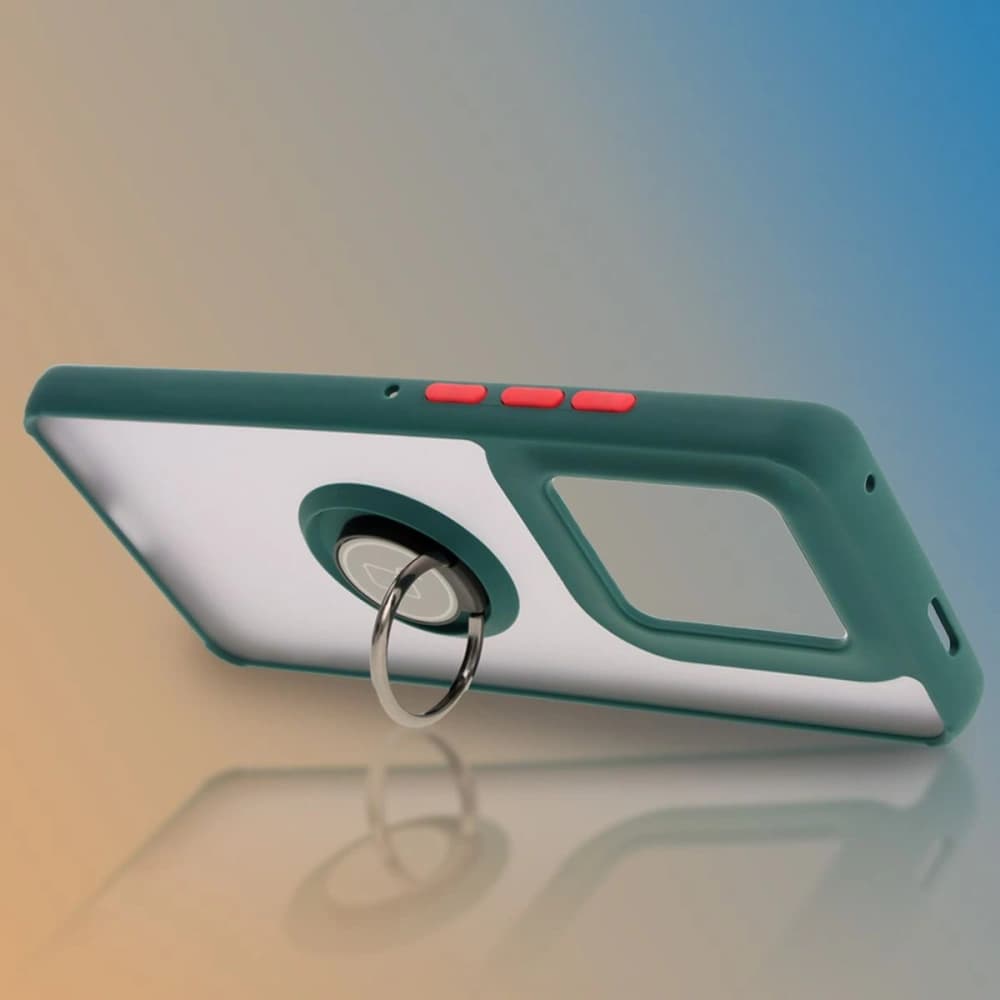 Bizon Case Hybrid Ring Motorola Edge 50 Ultra rauchig mit einem dunkelgrünen Rahmen - 6