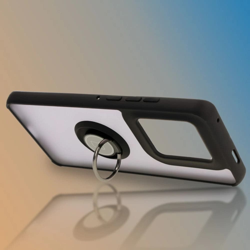 Bizon Case Hybrid Ring Motorola Edge 50 Ultra rauchig mit einem schwarzen Rahmen - 6