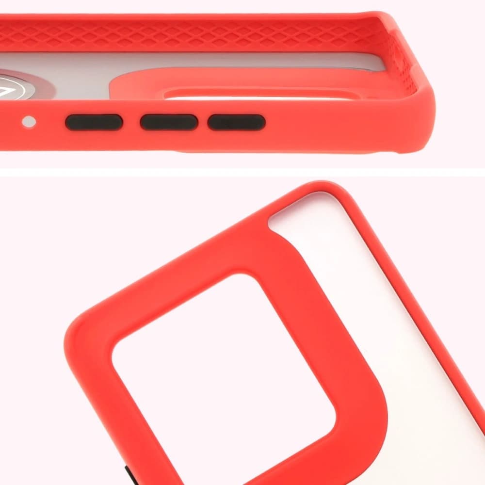 Bizon Case Hybrid Ring Motorola Edge 50 Ultra rauchig mit einem roten Rahmen - 3