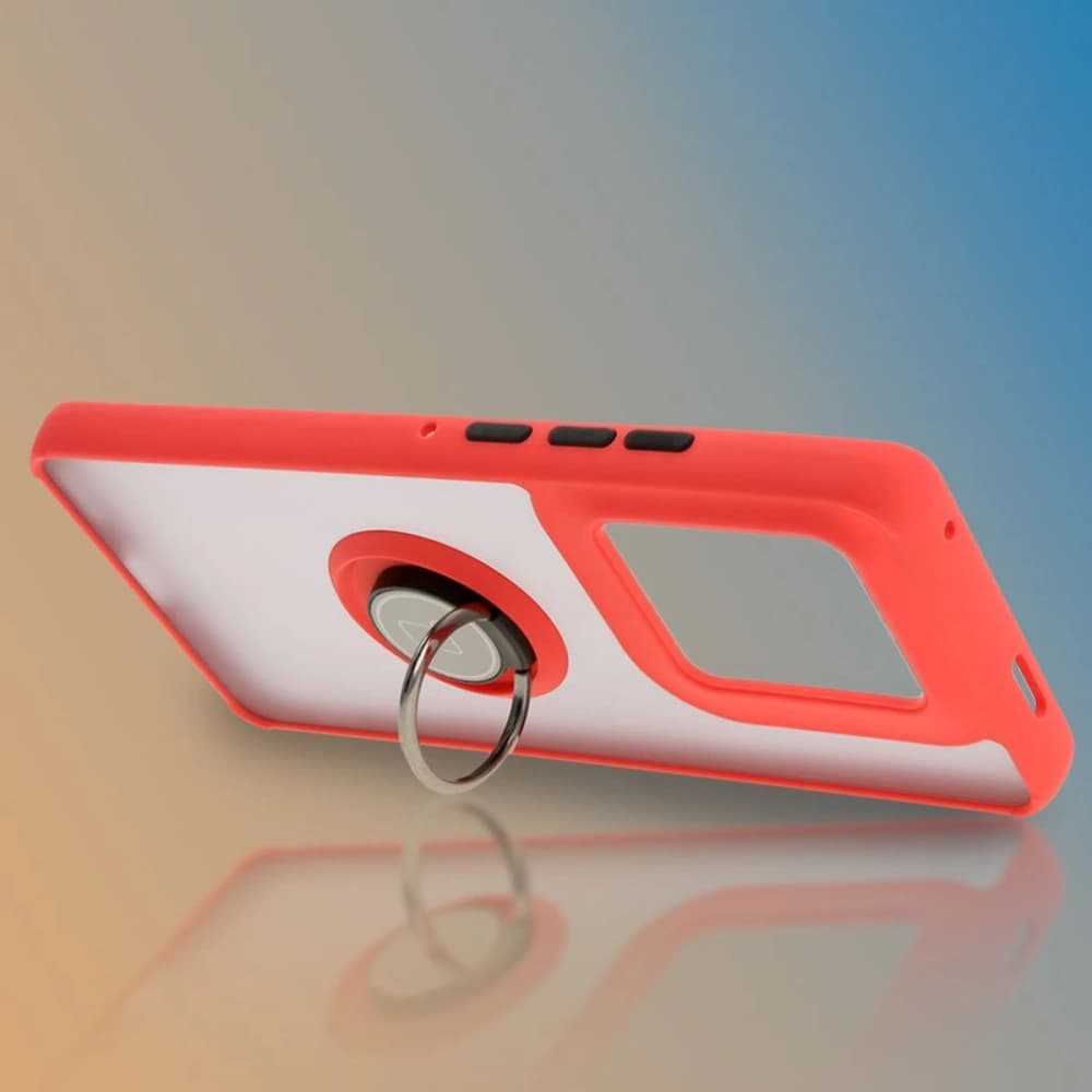 Bizon Case Hybrid Ring Motorola Edge 50 Ultra rauchig mit einem roten Rahmen - 6