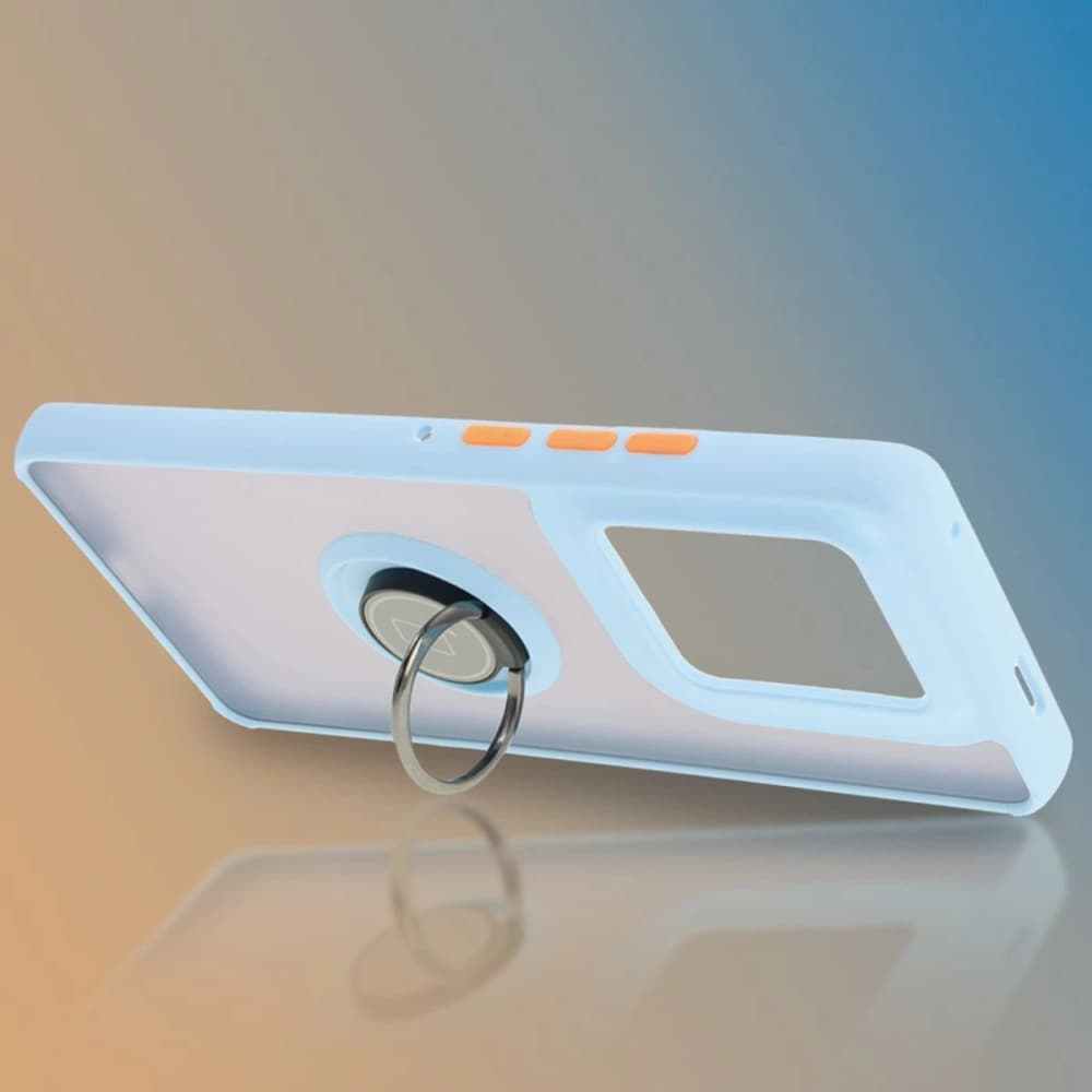 Bizon Case Hybrid Ring Motorola Edge 50 Ultra rauchig mit einem hellblauen Rahmen - 6