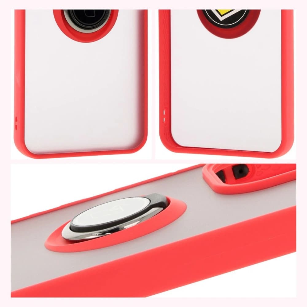 Bizon Case Hybrid Ring Xiaomi Redmi 13 4G füstös piros kerettel - 4