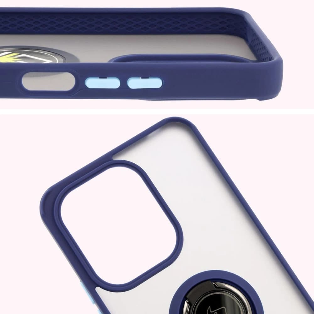 Bizon Case Hybrid Ring Xiaomi Redmi 13 4G füstös színű, tengerészkék kerettel - 3