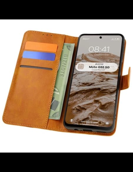 Bizon Case Pocket Motorola Moto G55 5G braun