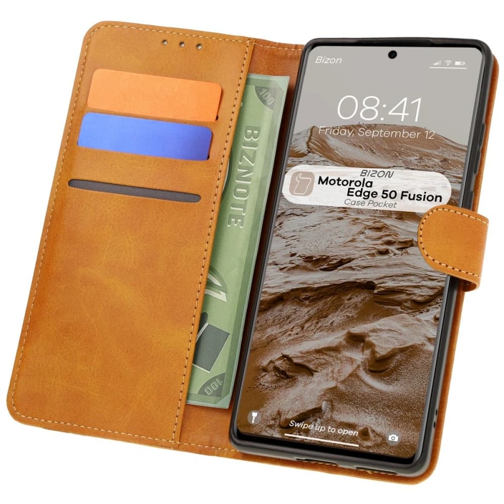 Bizon Case Pocket Motorola Edge 50 Fusion brown