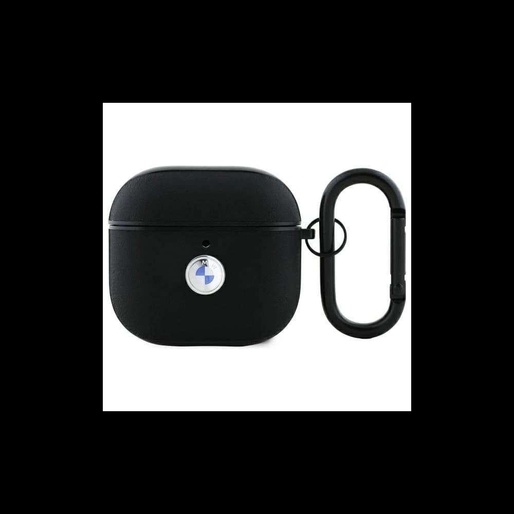 Etui BMW BMA4SSLBK Apple AirPods 4 kryt Pravá kůže Stříbrné logo černý/black
