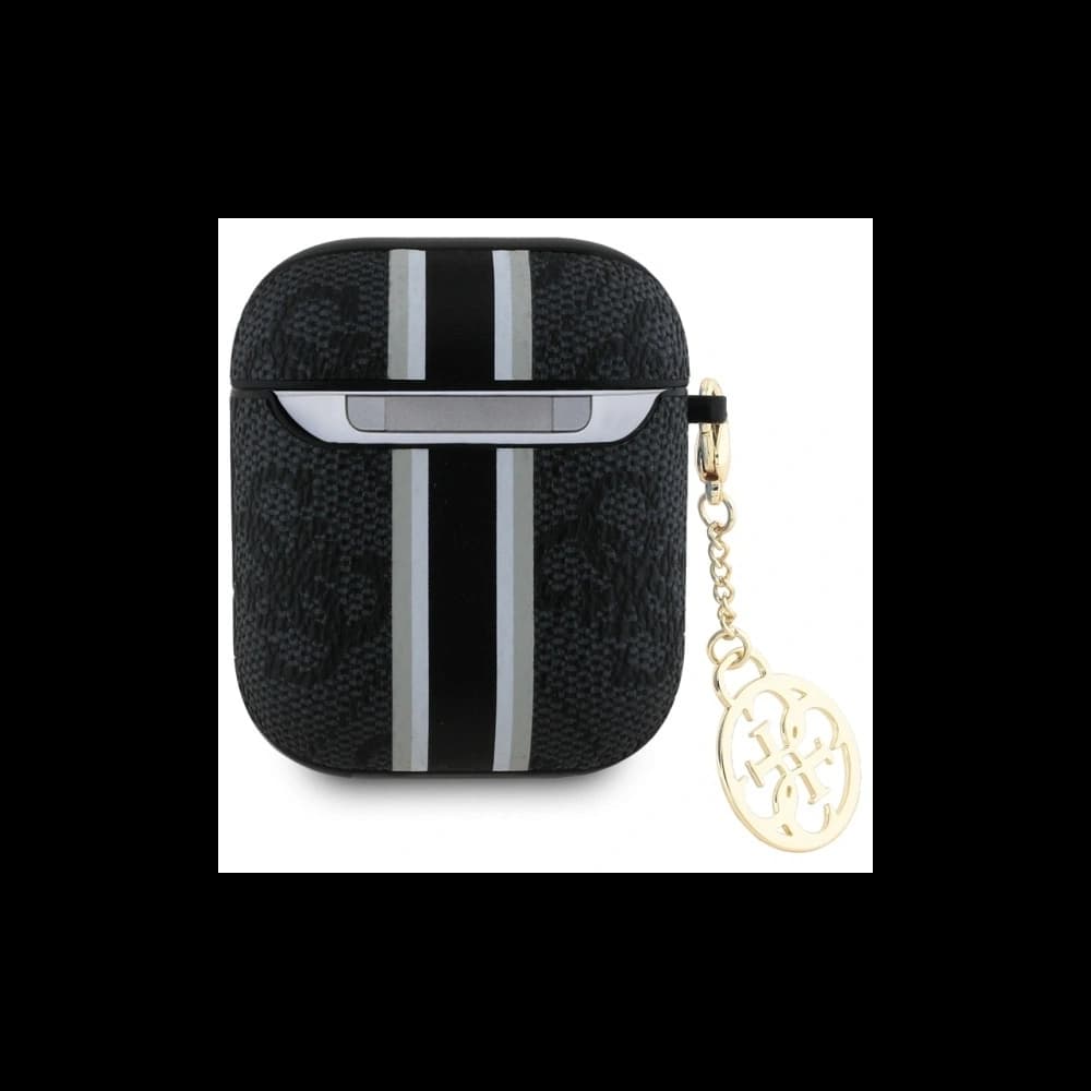 Etui Guess GUA2P4RPSK Apple AirPods 1/2 obal 4G tištěné pruhy kouzlo černý/black - 2