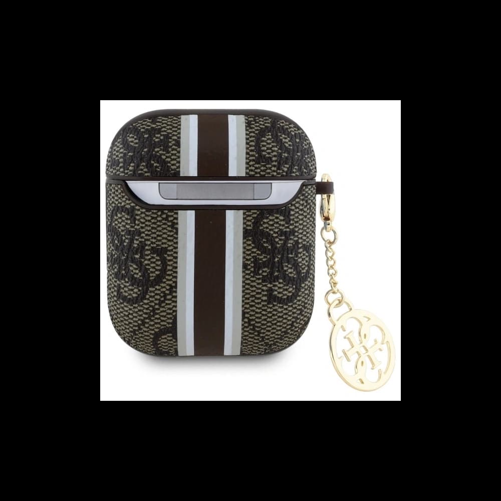 Etui Guess GUA2P4RPSW Apple AirPods 1/2 kryt 4G tištěné pruhy charm hnědá/brown - 2