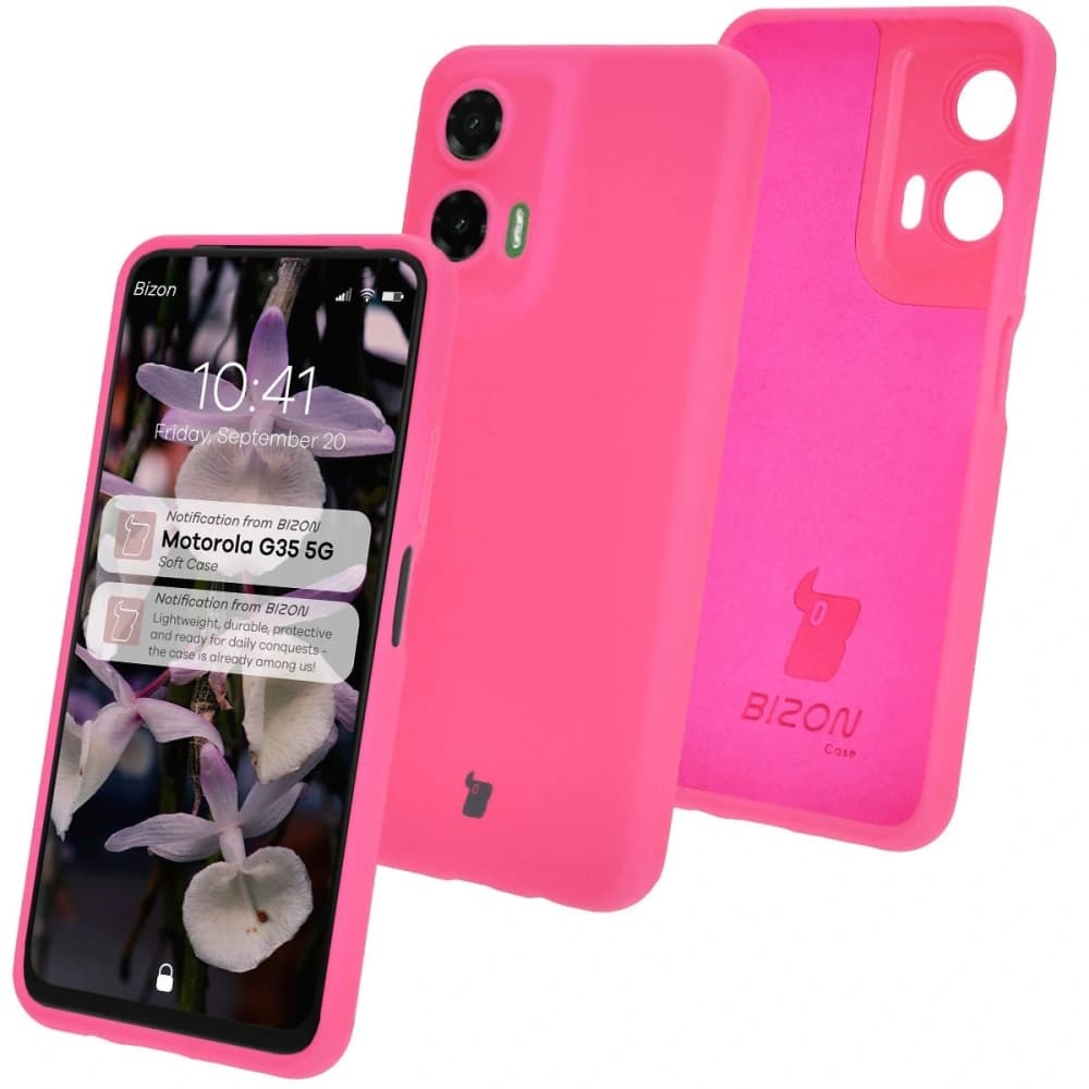Silikonové pouzdro Bizon Soft Case pro Motorola Moto G35 5G neonově růžové