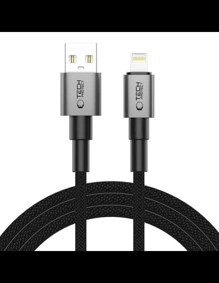 Tech-Protect Ultraboost DNA USB-A / Lightning kábel 15W/2.4A 200cm Vas Szürke