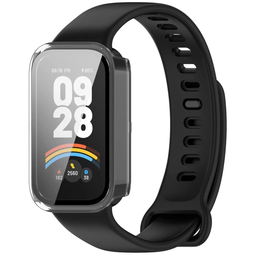 Bizon Case+Glass Óra Xiaomi Smart Band 9 Active / Redmi Smart Band 3 átlátszó