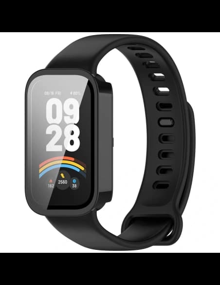 Etui ze szkłem do zegarka Bizon Case+Glass Watch do Xiaomi Smart Band 9 Active / Redmi Band 3 czarne