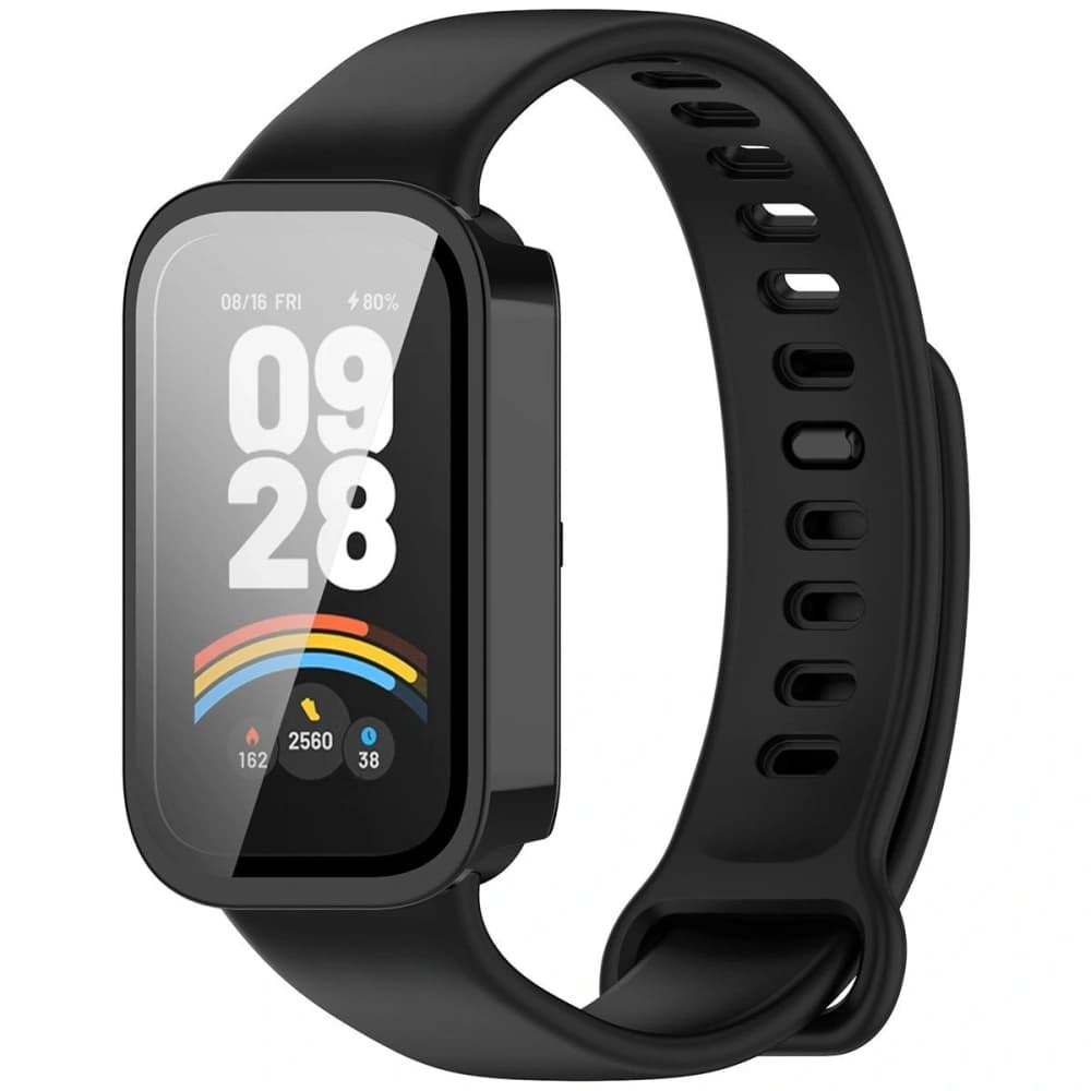 Bizon Case+Glass Watch Xiaomi Smart Band 9 Aktív / Redmi Band 3 fekete