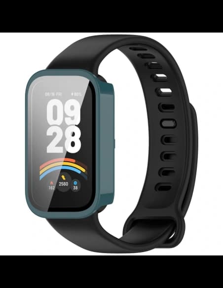 Etui ze szkłem do zegarka Bizon Case+Glass Watch do Xiaomi Mi Smart Band 9 Active / Redmi Band 3 zielone