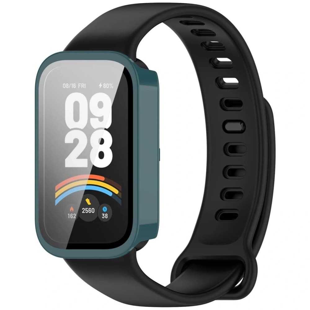 Bizon Case+Glass Óra Xiaomi Mi Smart Band 9 Active / Redmi Band 3 zöld