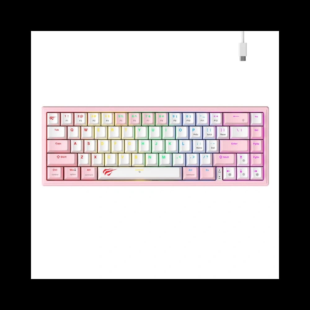 Tastatură mecanică de gaming HAVIT KB874L RGB (roz și alb)