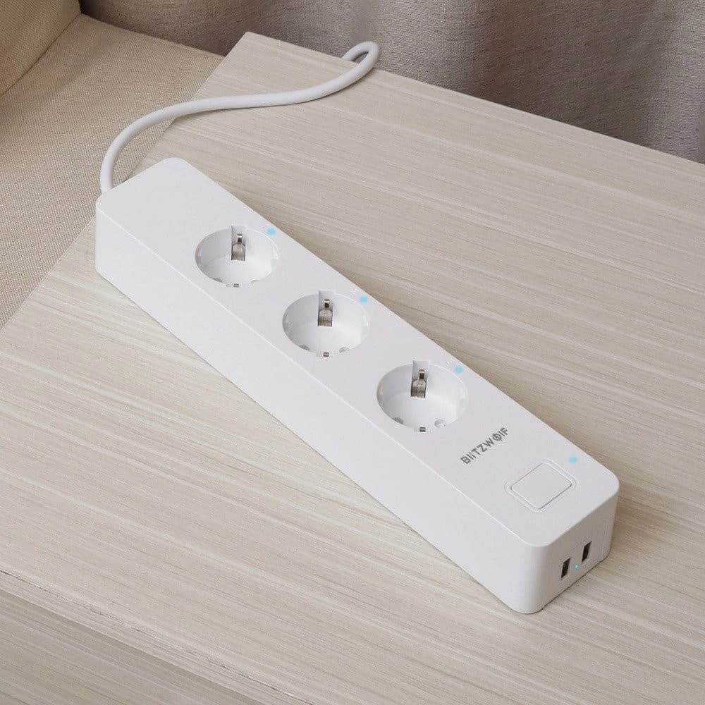 Inteligentna listwa zasilająca Blitzwolf BW-SHP9, 3 gniazda + 2x USB, 15A, 3300W - 5