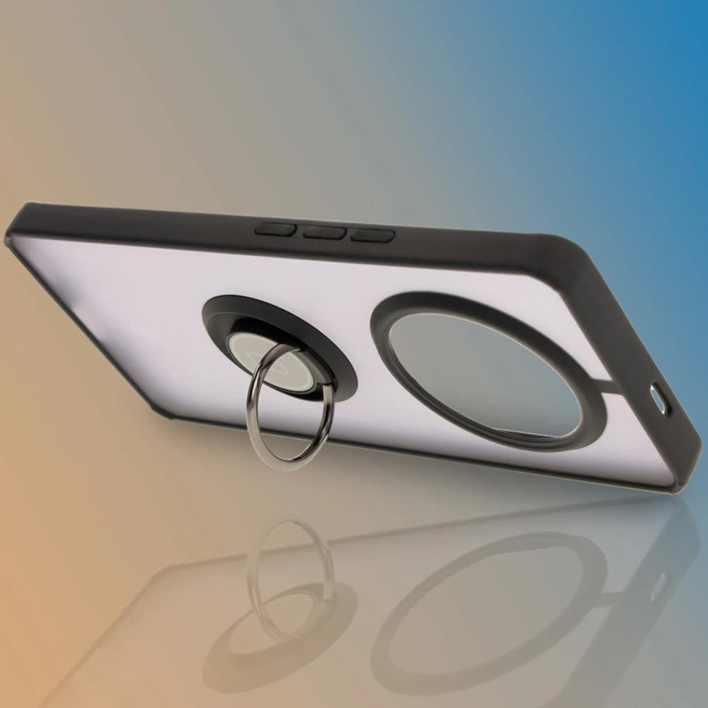 Pouzdro s úchytem na prst Bizon Case Hybrid Ring pro Honor Magic7 Lite kouřové s černým rámečkem - 6