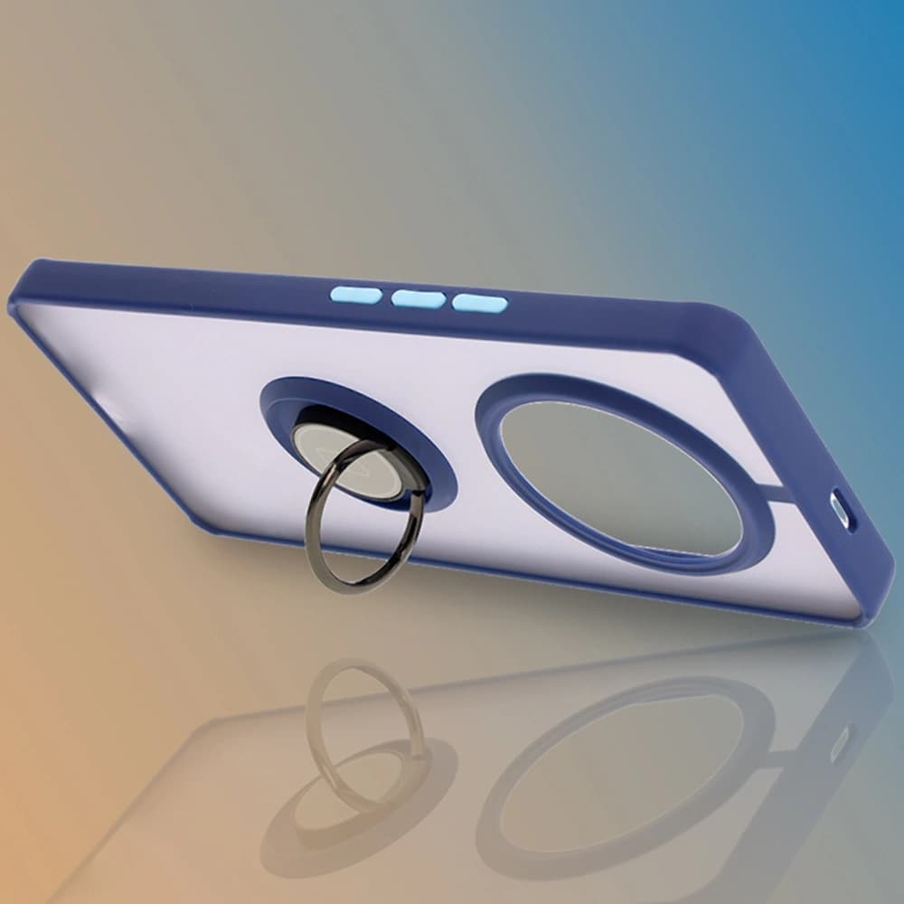 Bizon Case Hybrid Ring Honor Magic7 Lite smoky with a dark blue frame - 6