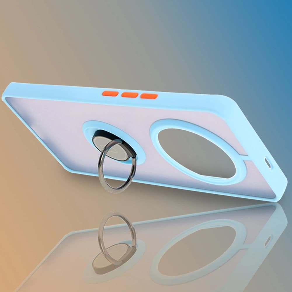 Bizon Case Hybrid Ring Honor Magic7 Lite smoky with a light blue frame - 6