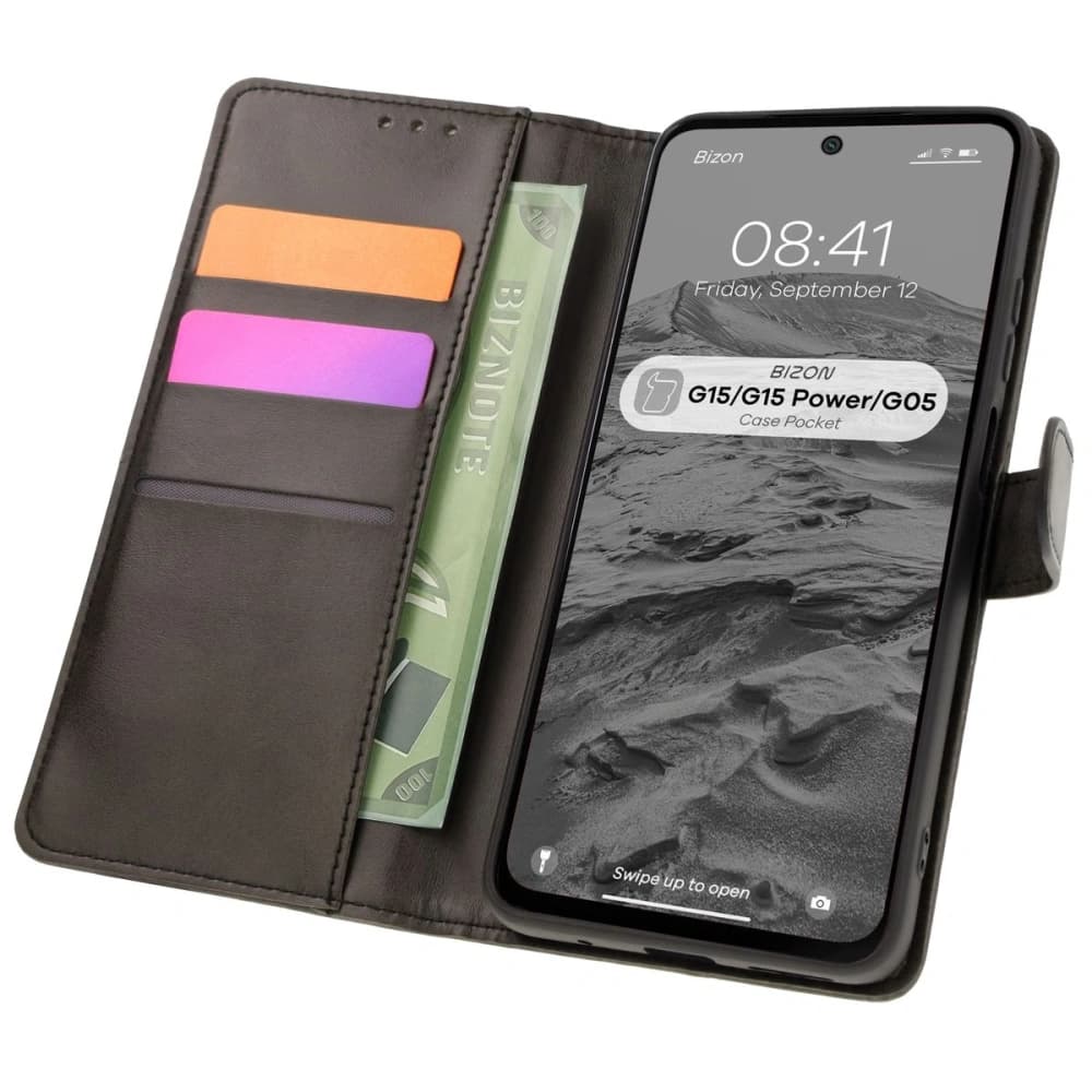 Bizon Case Pocket Motorola Moto G15 / G15 Power / G05 negru