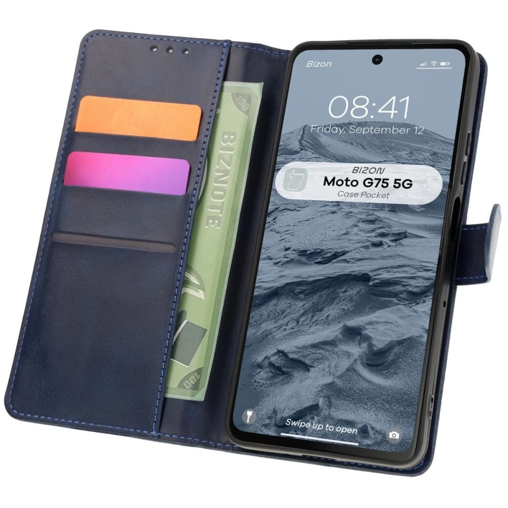 Bizon Case Pocket Motorola Moto G75 5G navy blue