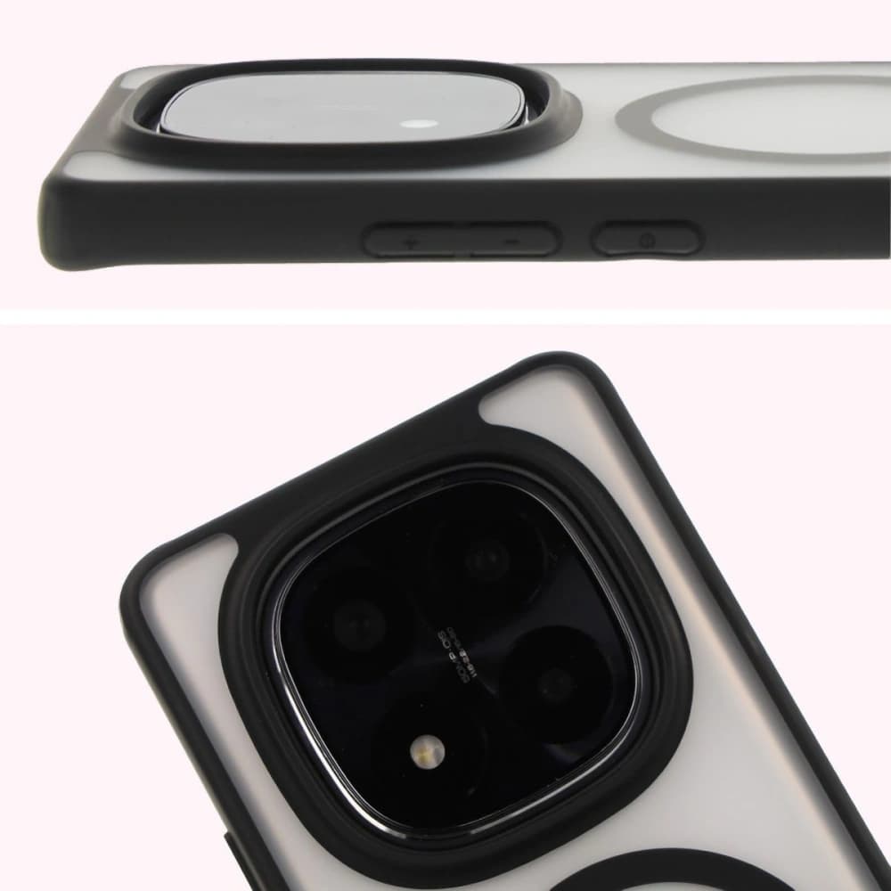 Etui s magnetickým kroužkem Bizon Case MatteO pro Xiaomi Redmi Note 14 Pro 5G / 14 Pro Plus 5G / Poco X7 poloprůhledné s černým rámem - 4