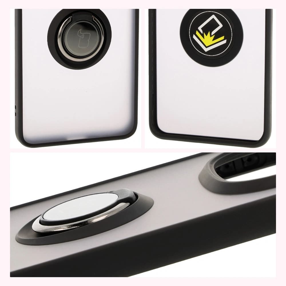 Etui s úchytem na prst Bizon Case Hybrid Ring pro Xiaomi Redmi Note 14 Pro 5G / Poco X7 kouřové s černým rámečkem - 4