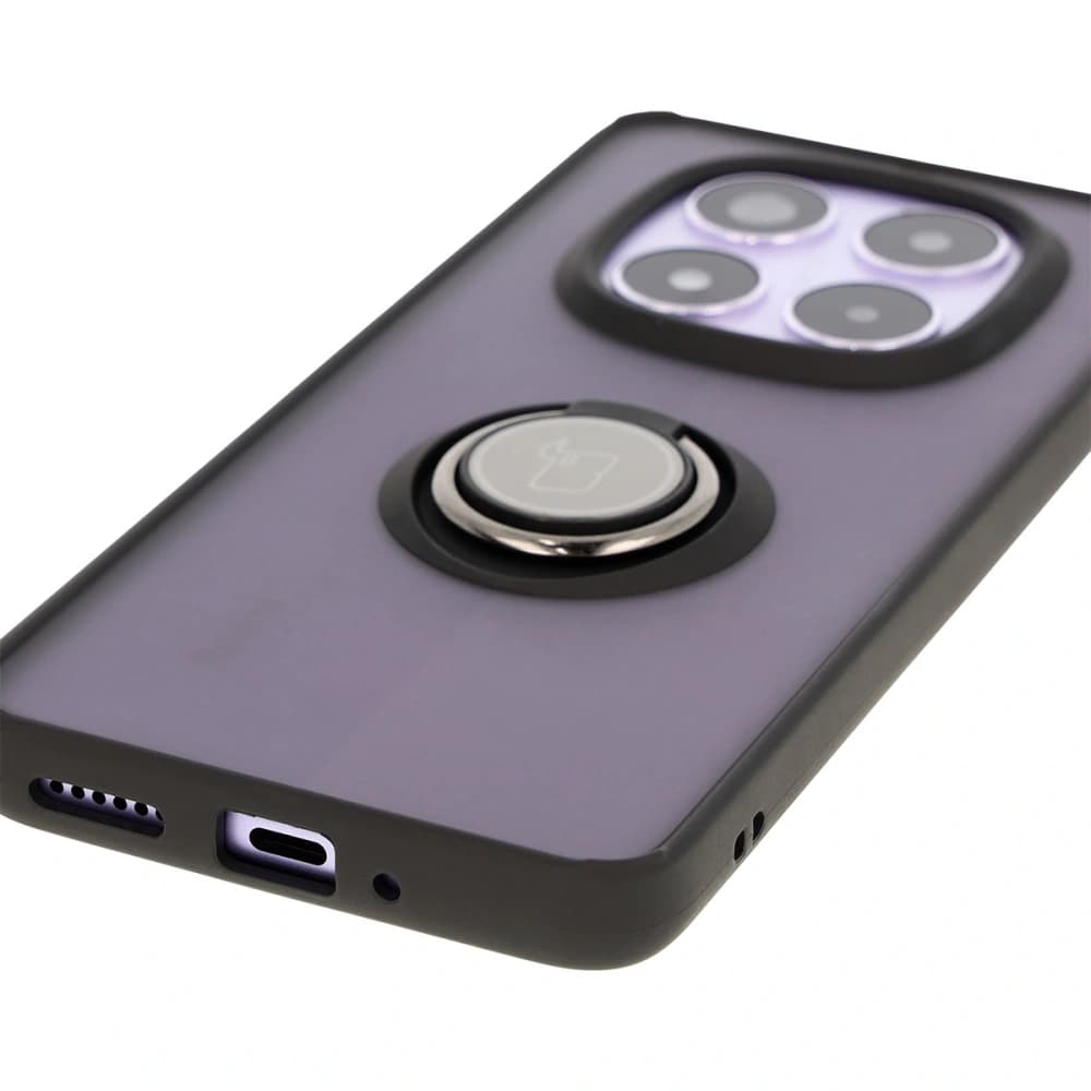Etui s úchytem na prst Bizon Case Hybrid Ring pro Xiaomi Redmi Note 14 Pro 5G / Poco X7 kouřové s černým rámečkem - 5