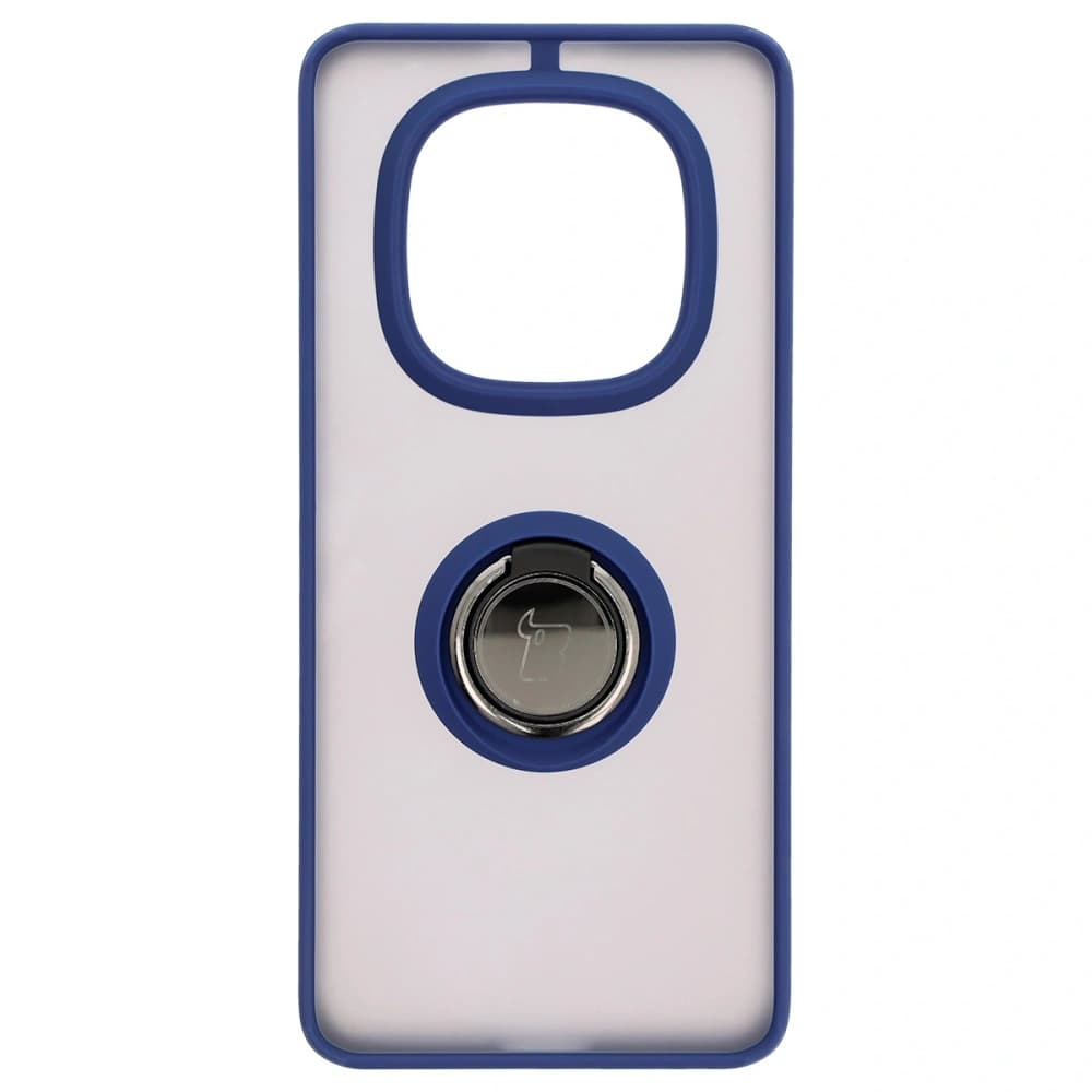 Etui s úchopem na prst Bizon Case Hybrid Ring do Xiaomi Redmi Note 14 Pro 5G / Poco X7 kouřové s modrým rámečkem - 2