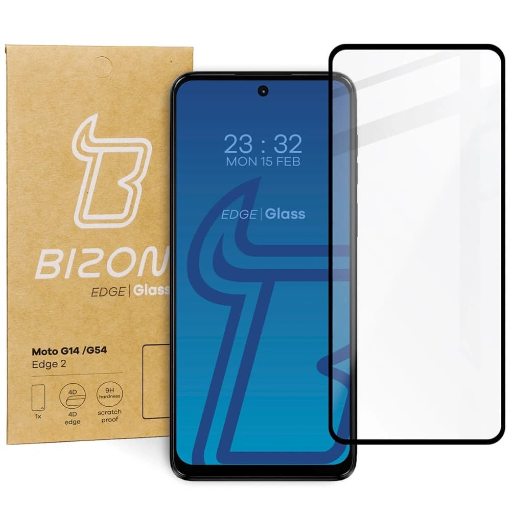 Sklo tvrzené Bizon Glass Edge 2 pro Motorola Moto G14 / G54 / G54 Power / G55 černé