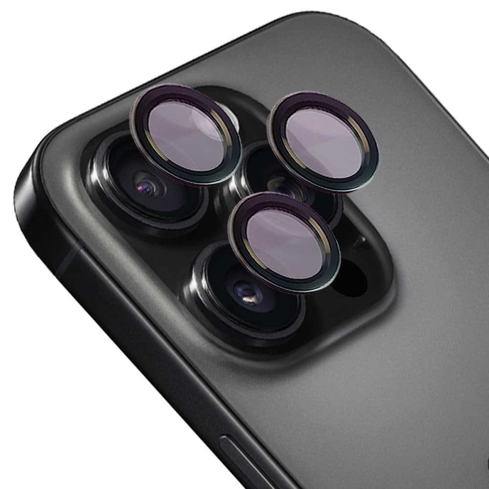 Tvrzené sklo na fotoaparát s aplikátorem Bizon Glass Snap Lens pro Apple iPhone 16 Pro / 16 Pro Max černé