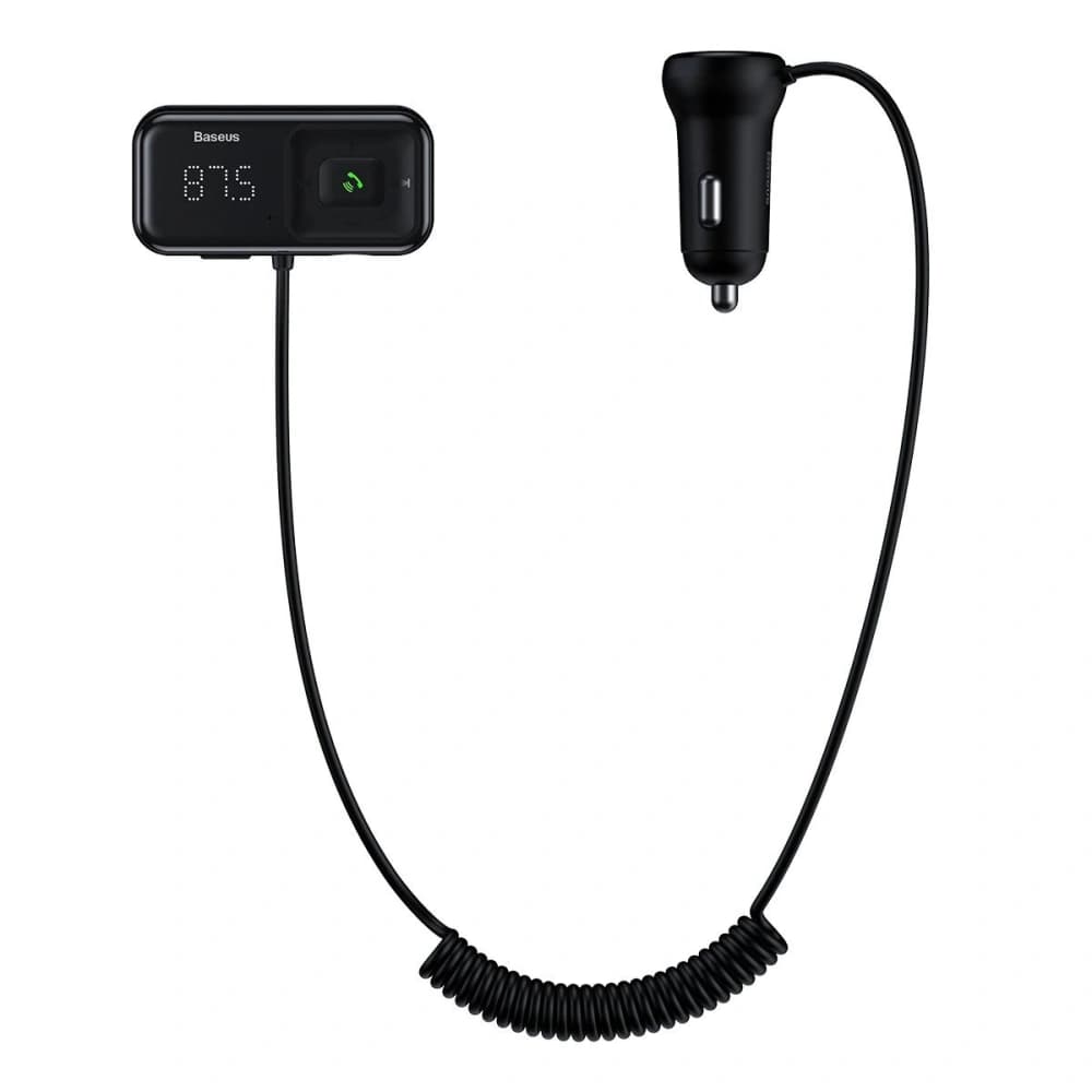 Transmițător FM Baseus T tip S-16, AUX, Bluetooth 5.0, 2x USB, microSD, 3A (negru)