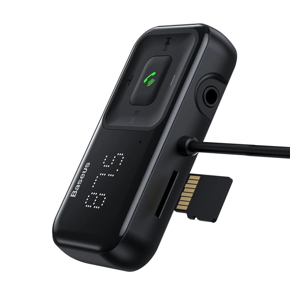 Transmițător FM Baseus T tip S-16, AUX, Bluetooth 5.0, 2x USB, microSD, 3A (negru) - 3