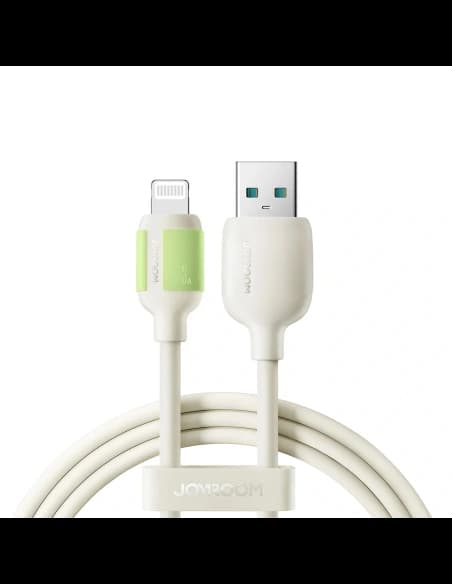 Joyroom S-A53 3A USB-A / Lightning kábel fluoreszkáló végű 2m bézs