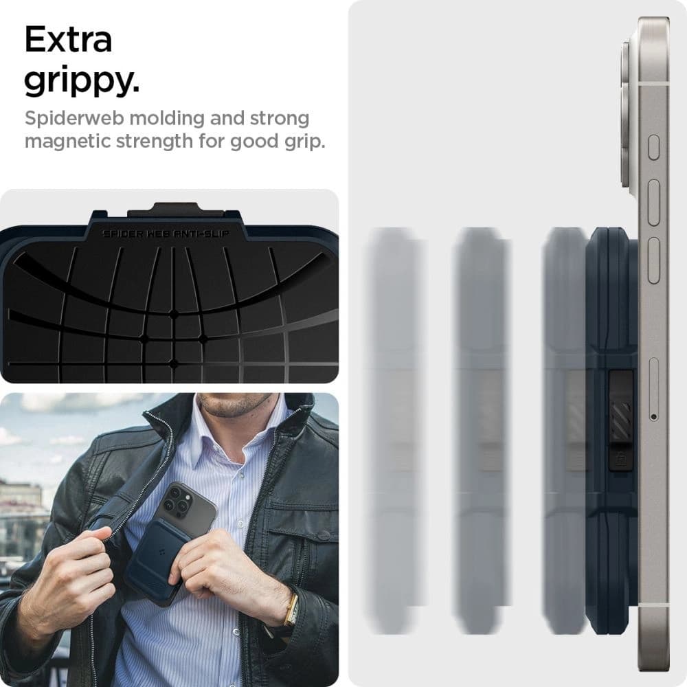 Spigen Lock Fit MagSafe Universal Magnetic Card Holder Metal Slate - 19