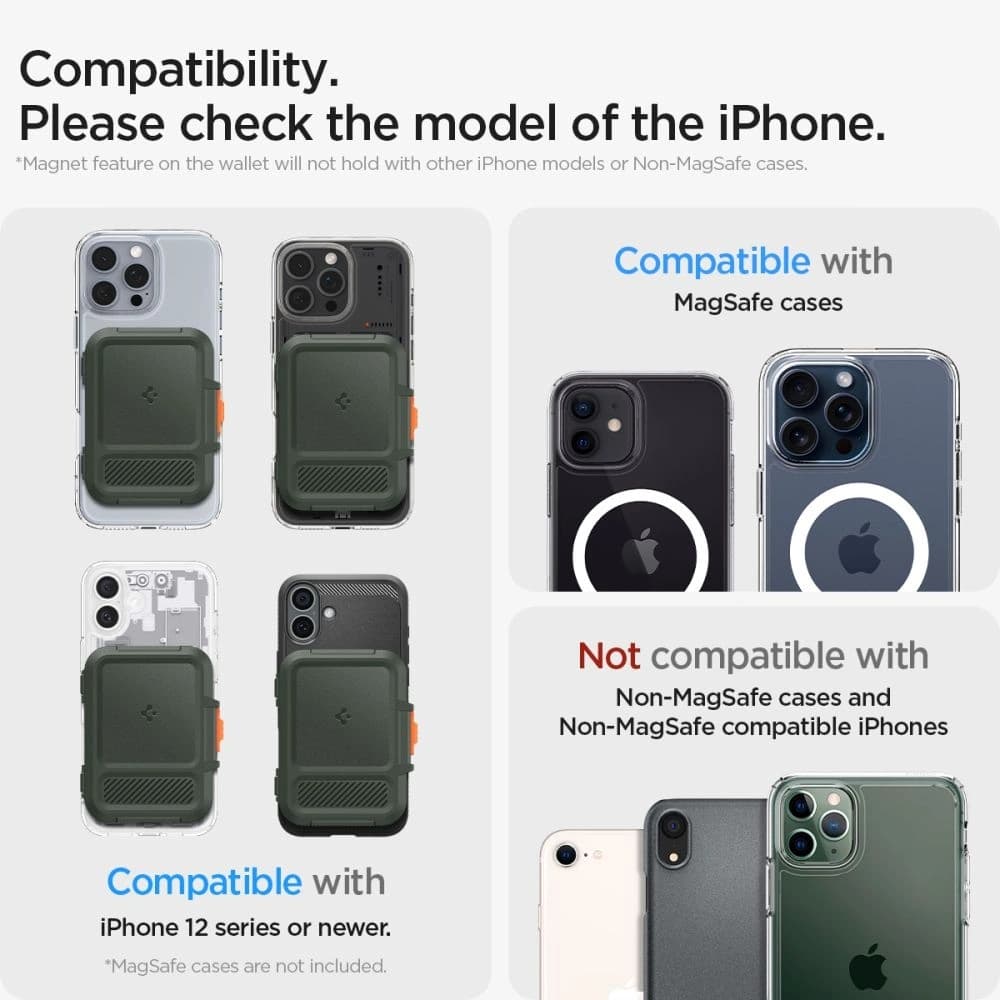 Spigen Lock Fit MagSafe Universal Magnetic Card Holder Military Green - 14