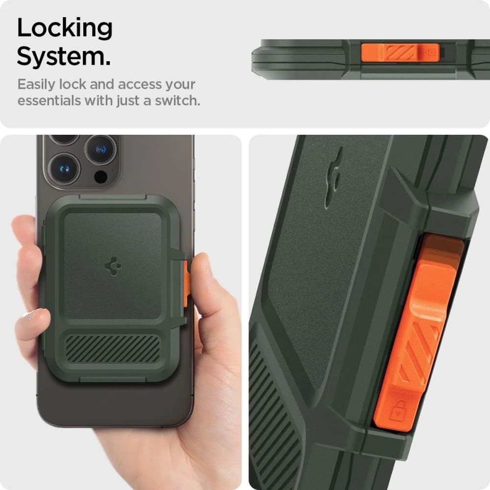 Spigen Lock Fit MagSafe Universal Magnetic Card Holder Military Green - 17
