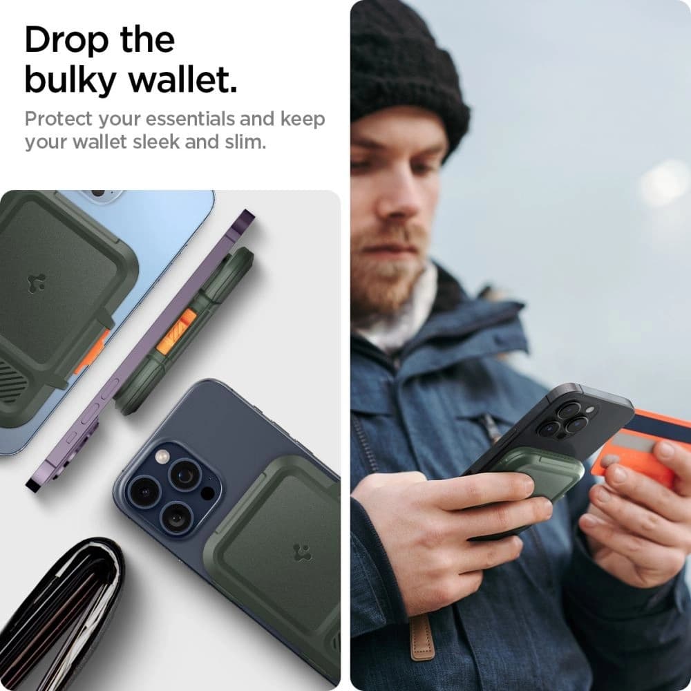 Spigen Lock Fit MagSafe Universal Magnetic Card Holder Military Green - 18