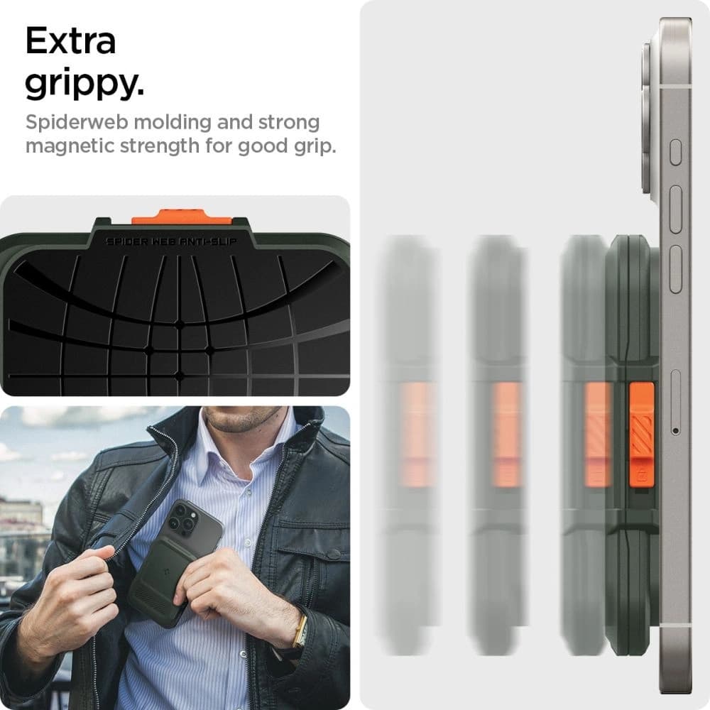 Spigen Lock Fit MagSafe Universal Magnetic Card Holder Military Green - 19