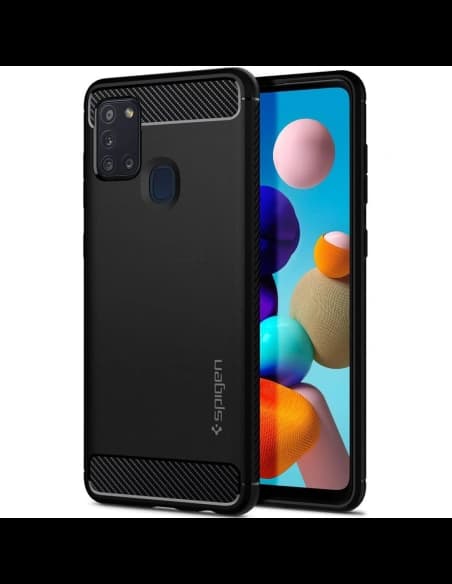Spigen Samsung Gehäuse Rugged Armor Galaxy A21s Mattschwarz