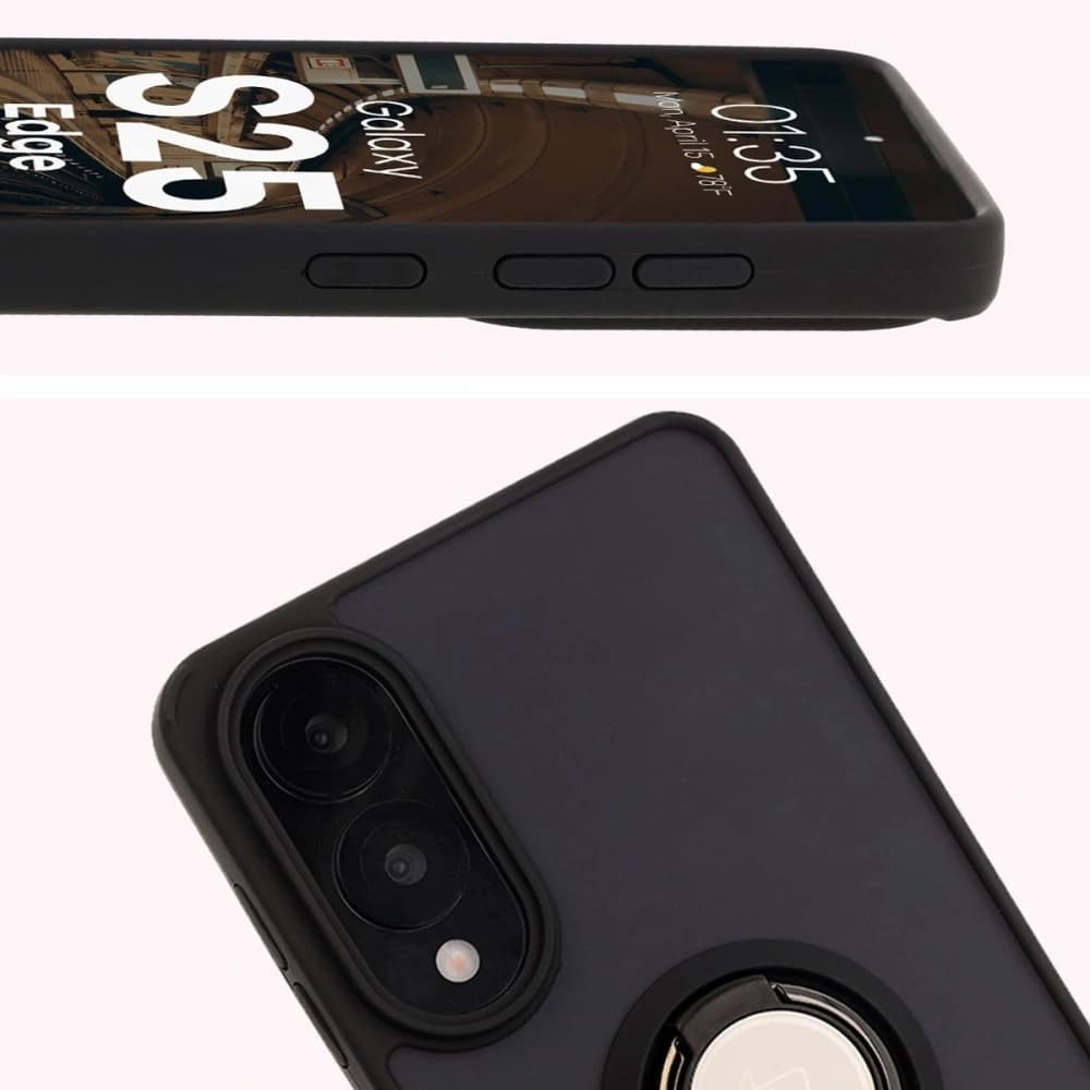 Bizon Case Hybrid Ring Samsung Galaxy S25 Edge rauchig mit einem schwarzen Rahmen - 3
