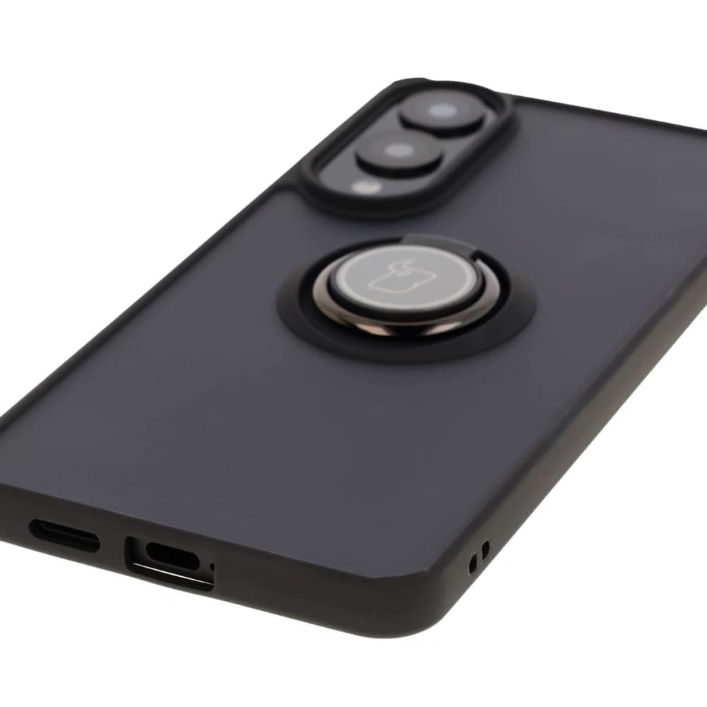 Bizon Case Hybrid Ring Samsung Galaxy S25 Edge rauchig mit einem schwarzen Rahmen - 5