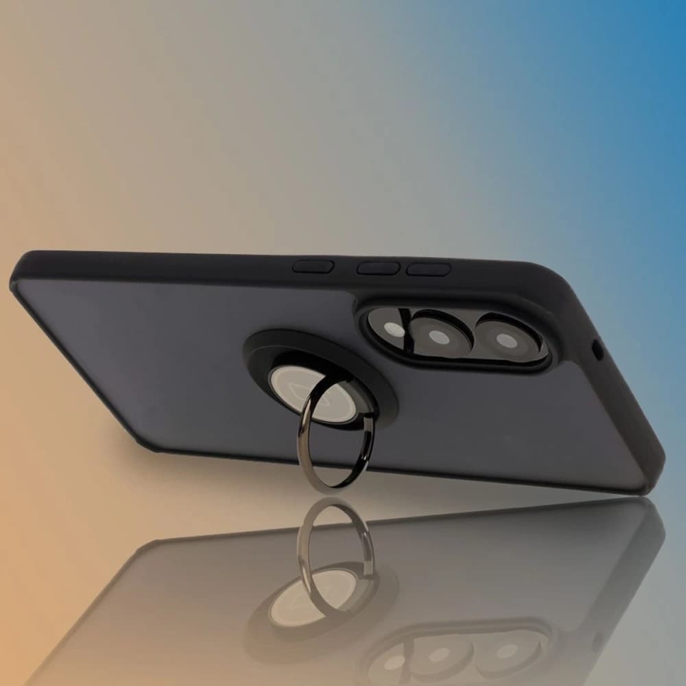 Bizon Case Hybrid Ring Samsung Galaxy S25 Edge rauchig mit einem schwarzen Rahmen - 6