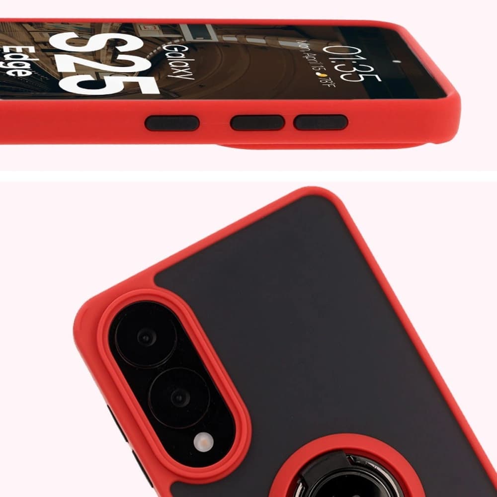 Bizon Case Hybrid Ring Samsung Galaxy S25 Edge smoky with a red frame - 3