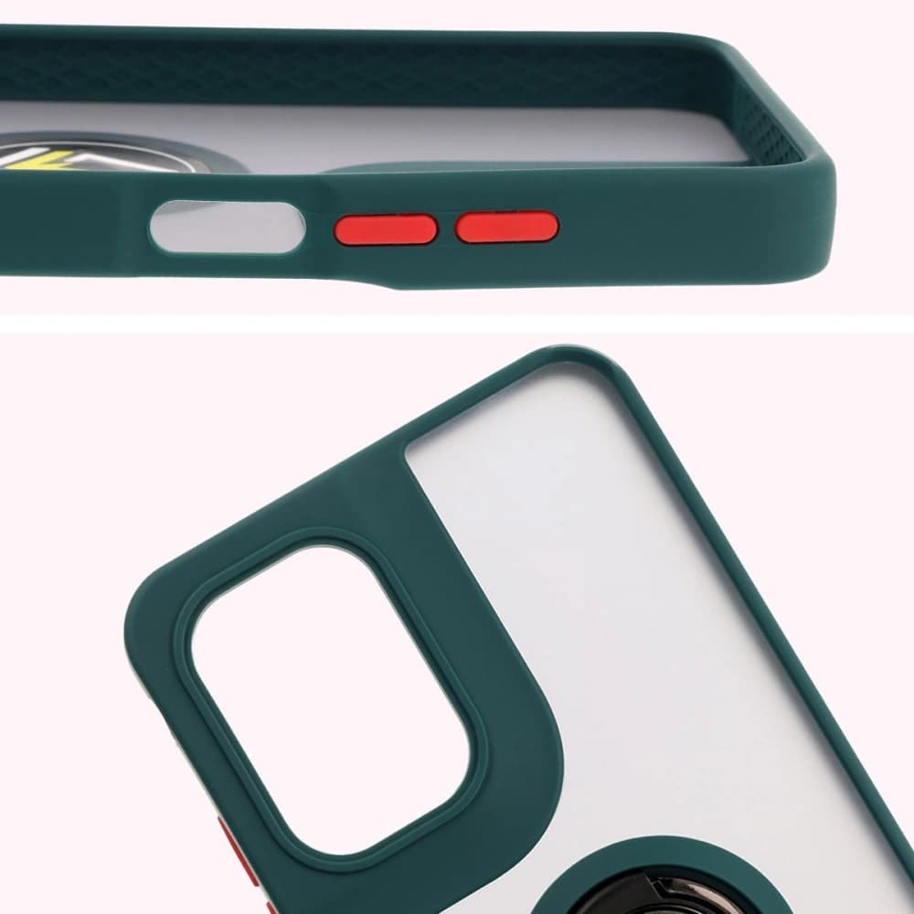 Bizon Case Hybrid Ring Motorola Moto G05 / E15 fumuriu cu un cadru verde închis - 3