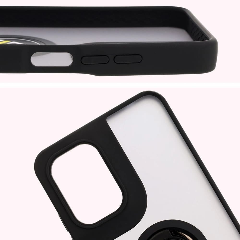 Bizon Case Hybrid Ring Motorola Moto G05 / E15 fumuriu cu un cadru negru - 3