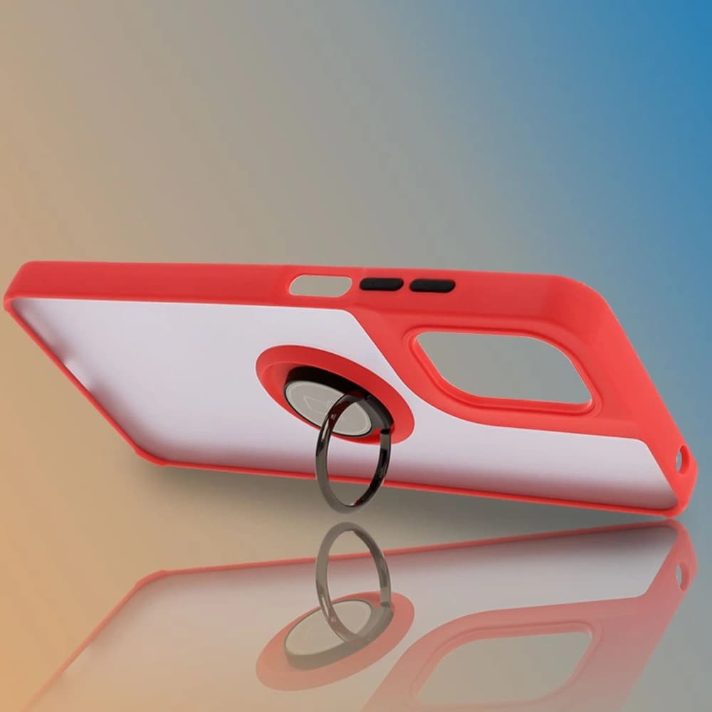 Bizon Case Hybrid Ring Motorola Moto G05 / E15 fumuriu cu un cadru roșu - 6