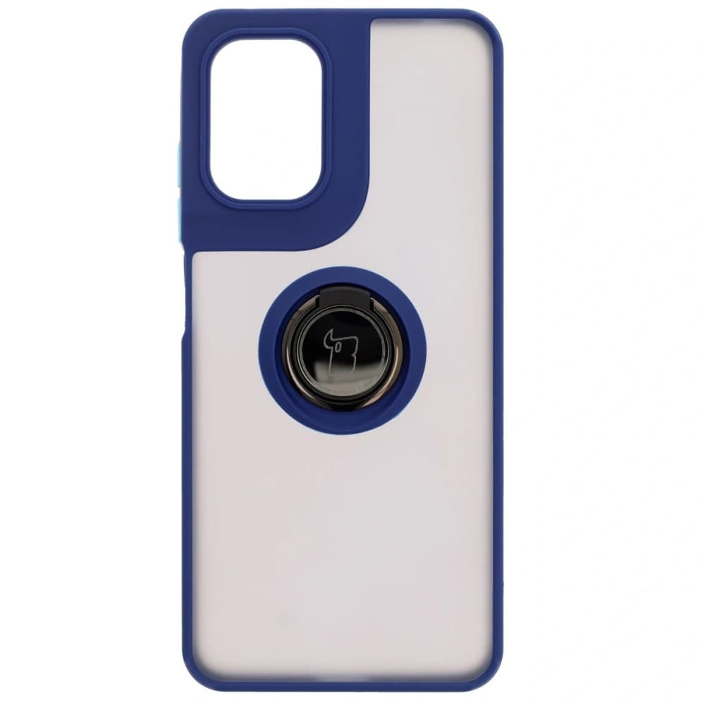 Bizon Case Hybrid Ring Motorola Moto G05 / E15 fumuriu cu un cadru de culoare albastră închisă - 2